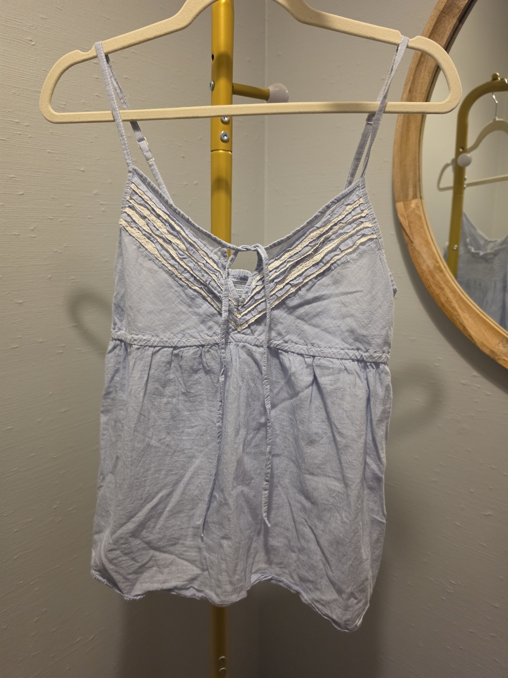 Light Blue Lace-Trim Spaghetti Strap Camisole